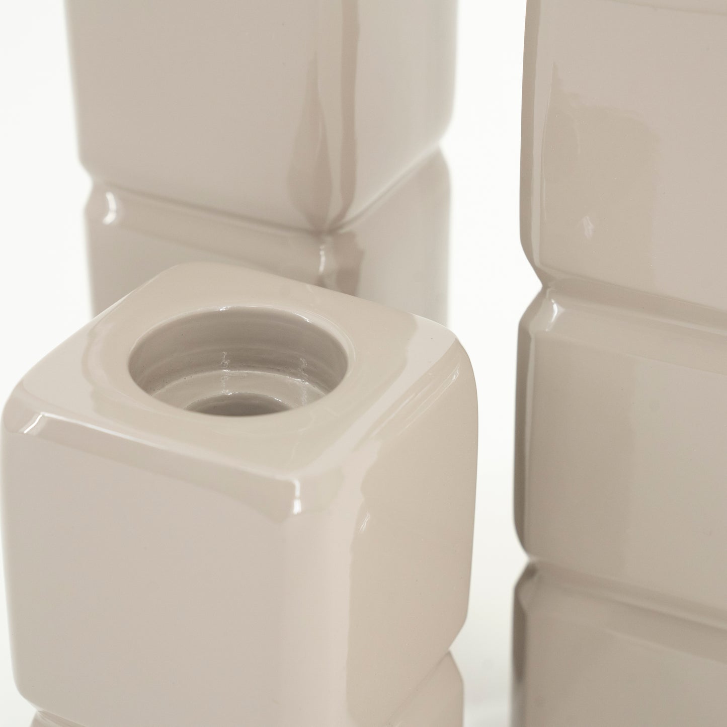 Kandelaar - cube taupe - set van 3