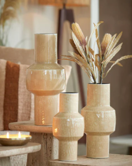 Vaas deco Ø16x33 cm SENUMA glanzend crème