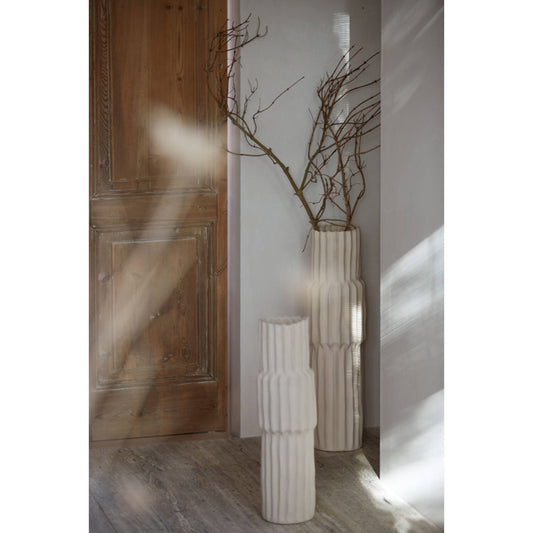 Vaas deco Ø17x58 cm LONGA keramiek crème