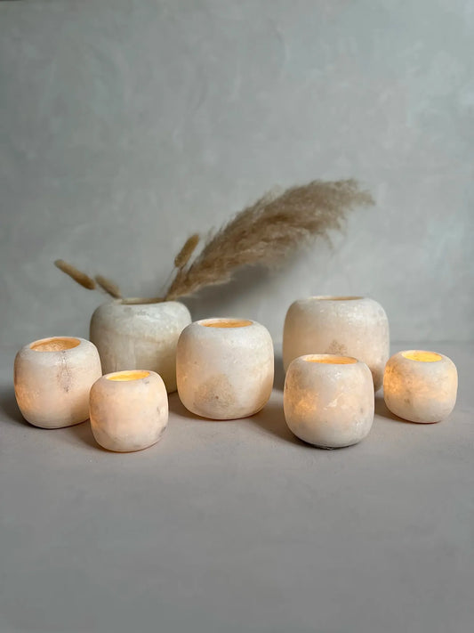 Waxinelichthouder Albaster - round