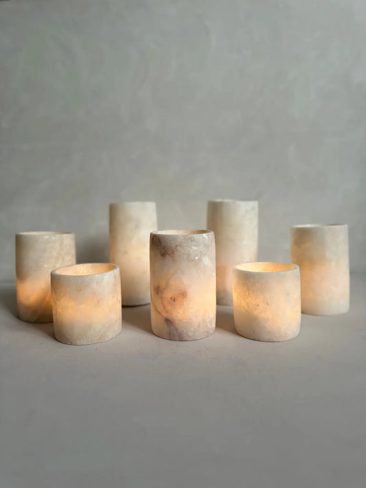 Waxinelichthouder albaster - Cylinder