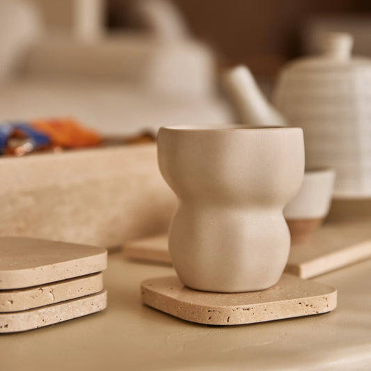 Travertin onderzetters - Mooisa - set van 4