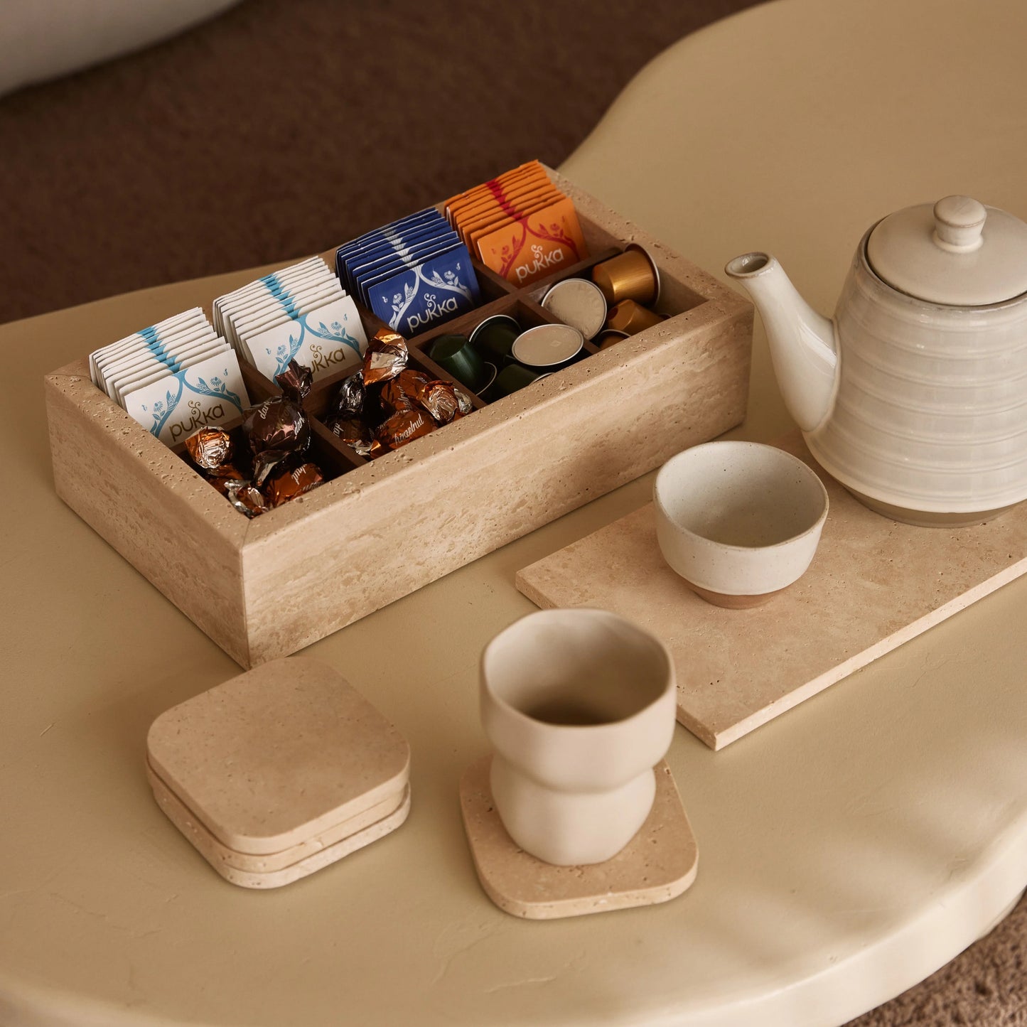 Travertin onderzetters - Mooisa - set van 4