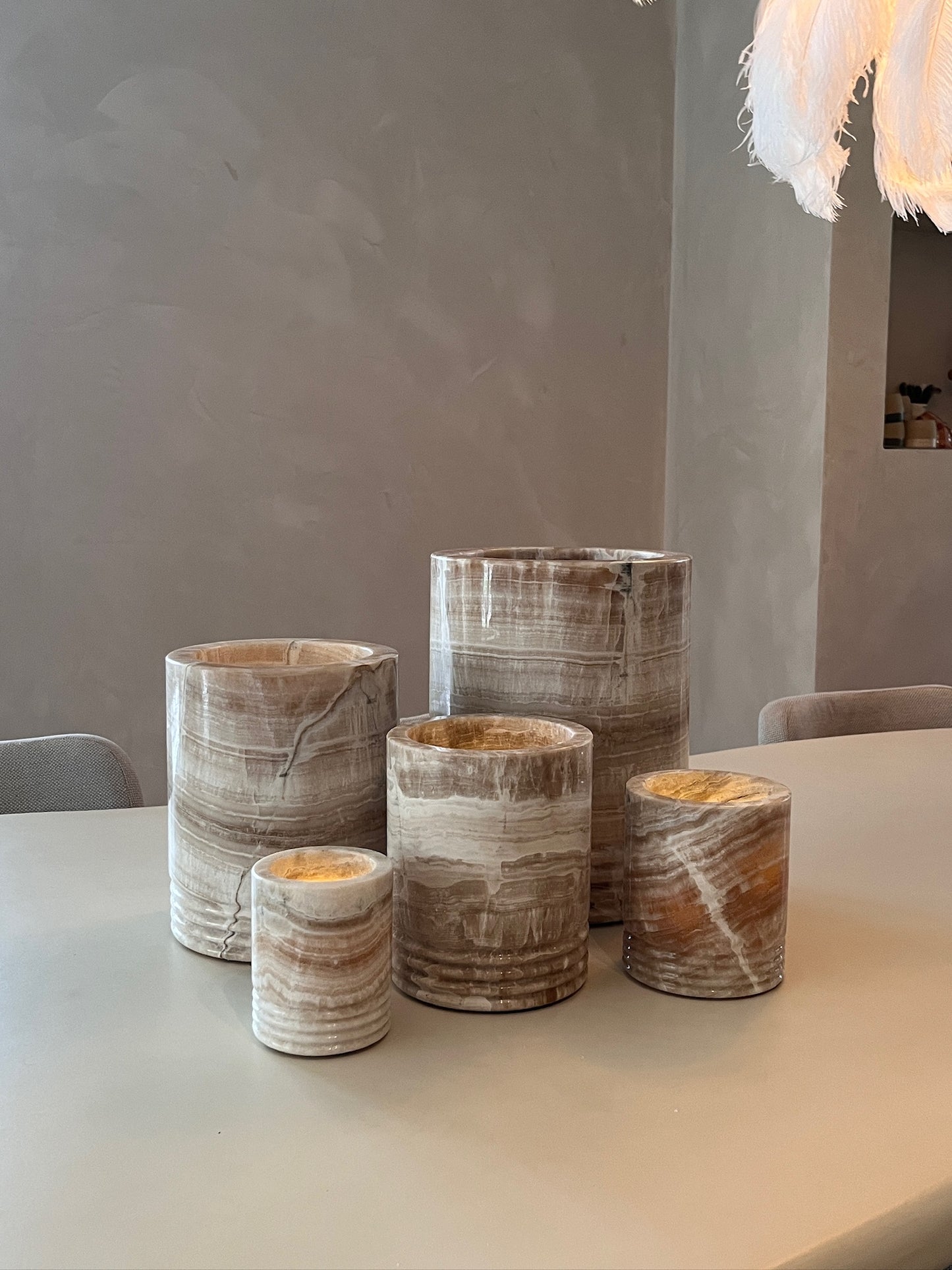 Windlicht sandal onyx - marmer